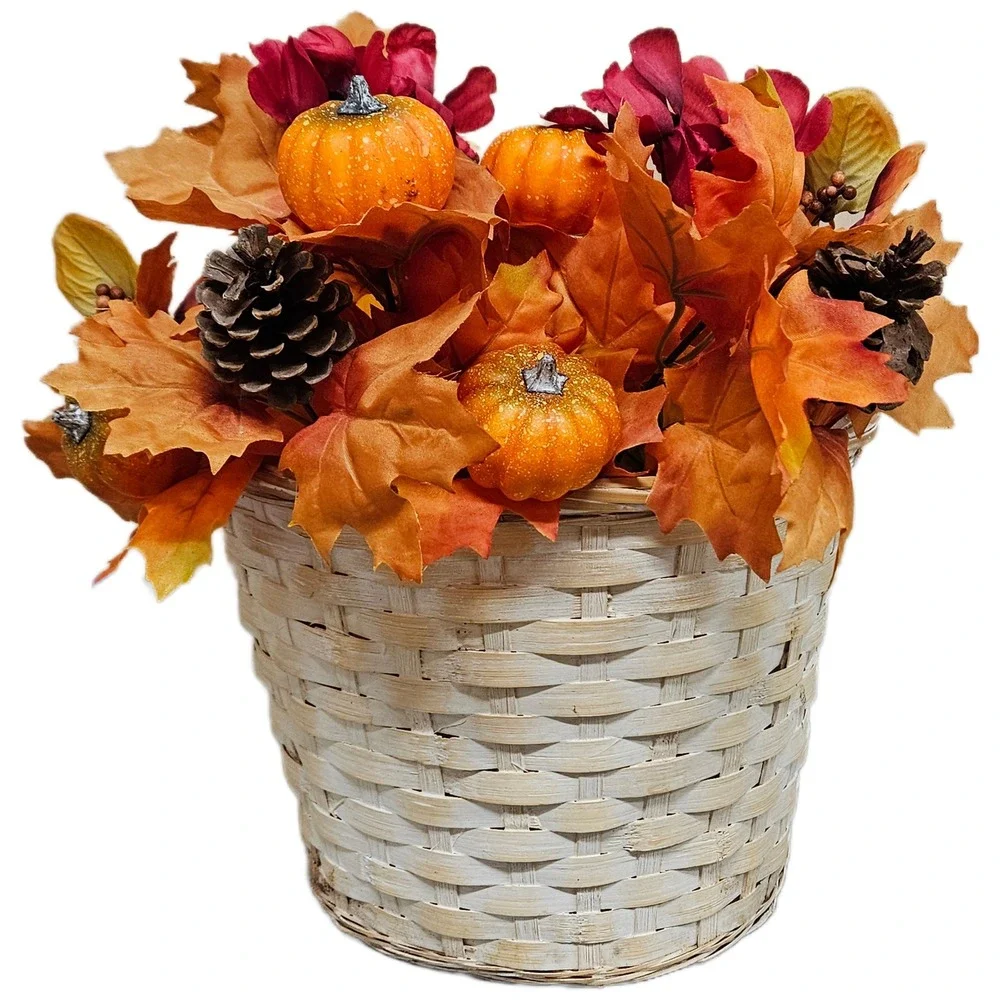 Set of 2 Rustic White‎ Wash Woven Baskets Plant Pot Cover Storage Containers